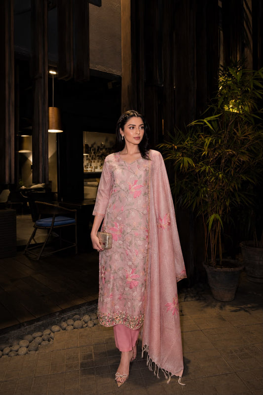 Pure Kota doriya suit set with lining With full threadwork Heavy threadwork on dupatta too (S129)