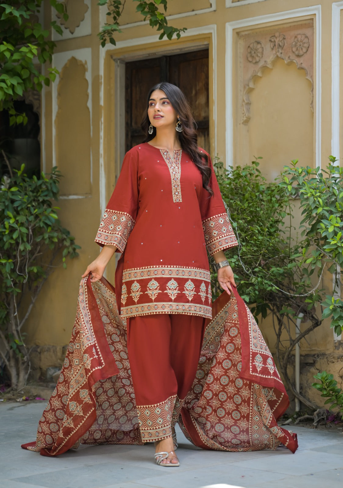 Pure cotton with farshi salwar three piece set (C449)
