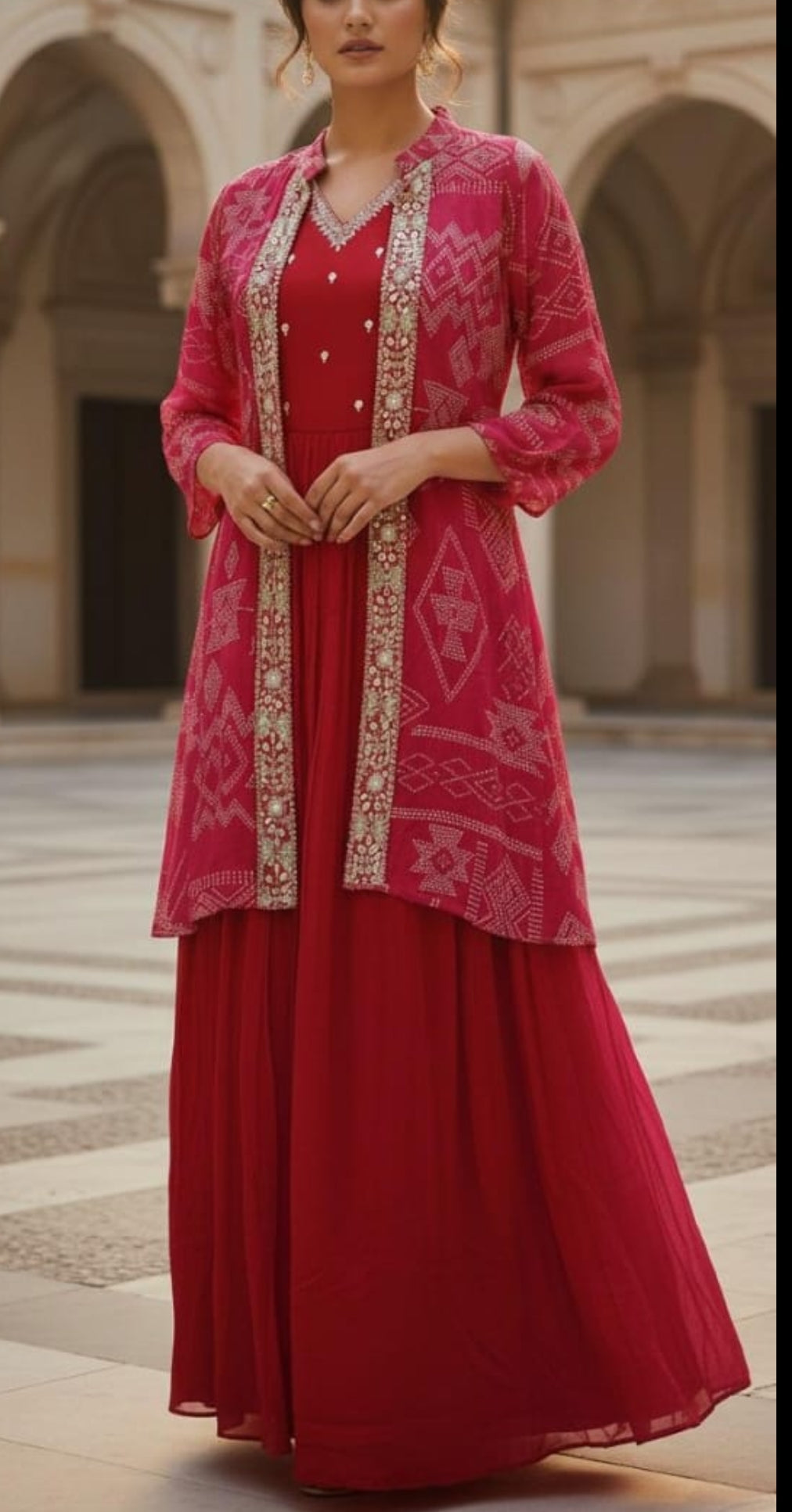 Pure chinnon designer two piece dress (A1221)