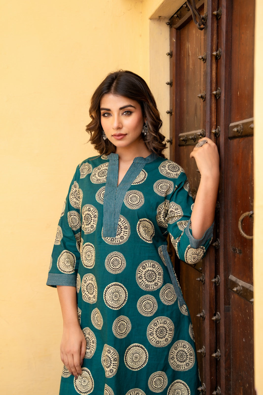 Green mandala pure cotton two piece cordset (P2178)