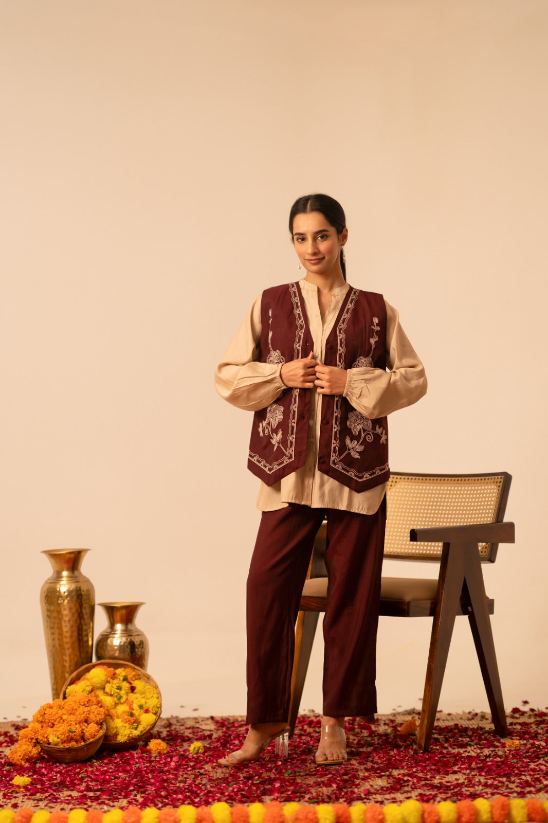 Pure muslin stylish three piece cordset (A1173)