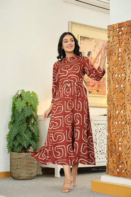 Cotton modal stylish one piece dress (P2336)