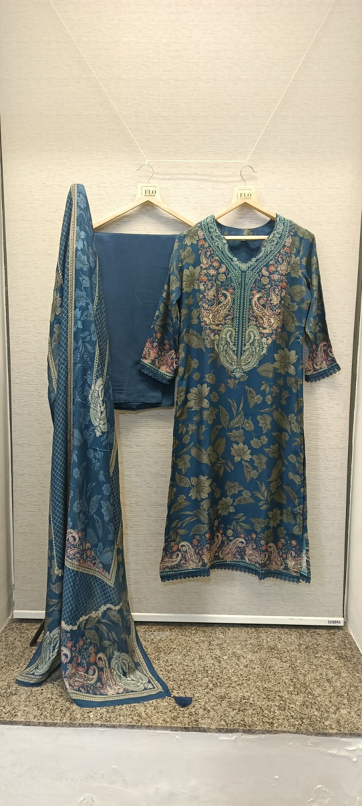 Pure muslin with lining designer three piece set (A1359)