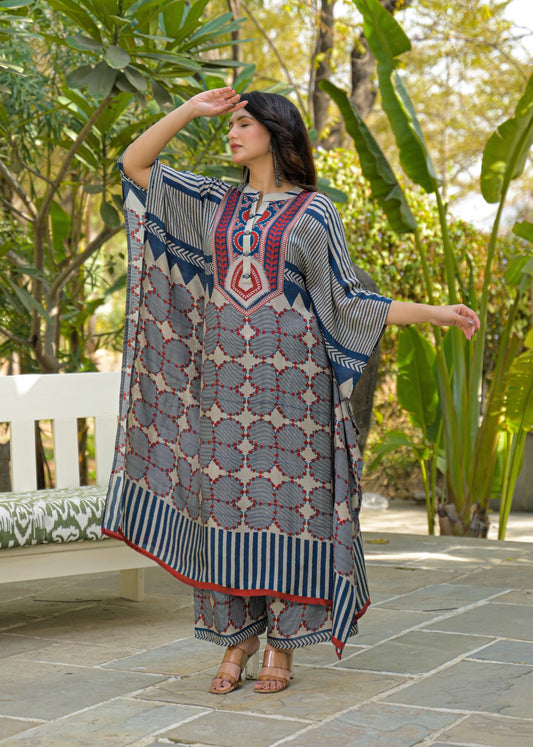 Pure muslin kaftan set (A1866)