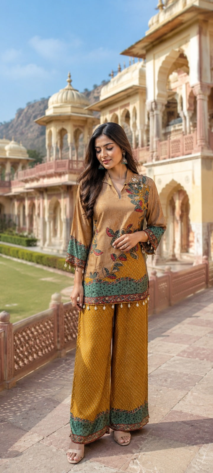 Natural crape with lining smart two piece cordset (C634)