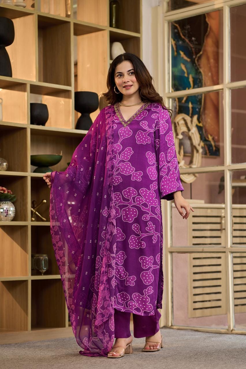 Pure gaji silk three piece set (C437)