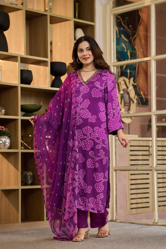Pure gaji silk three piece set (C437)