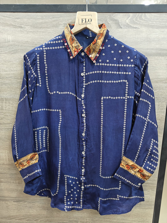 Pure crape bandani print smart shirt (B293)