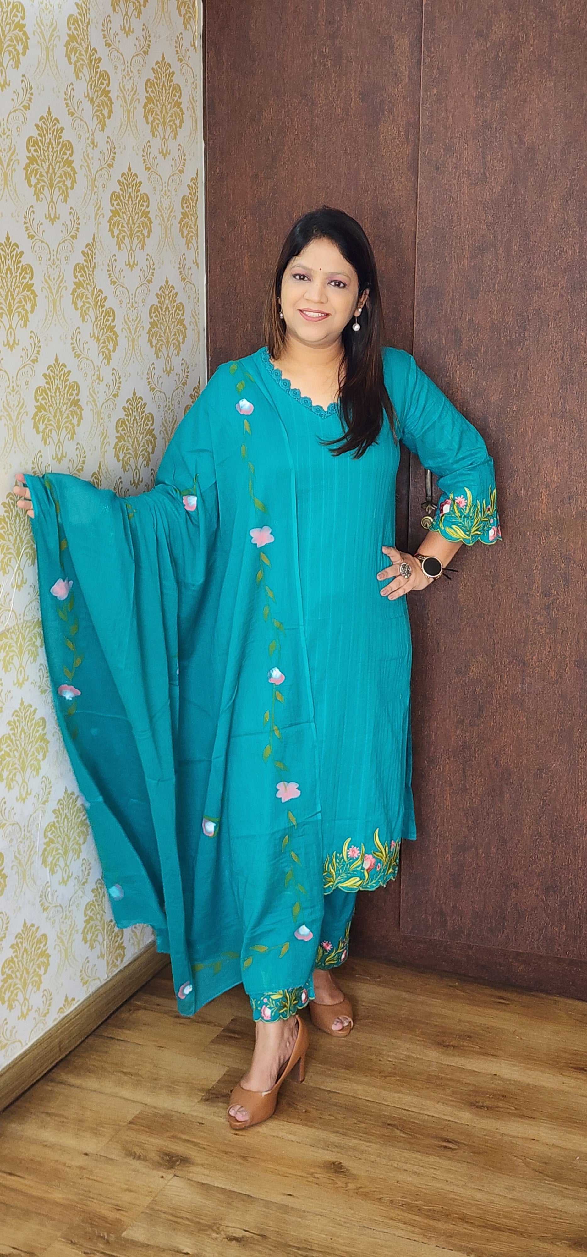 Heavy Cotton 3 Piece Set With Beautiful Dupatta main image 1