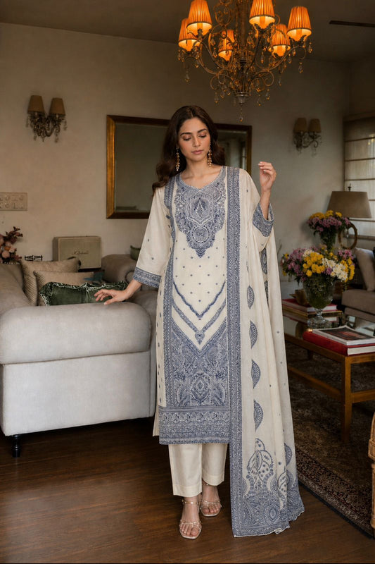 Jamdani fully weaved a three piece set (B736)