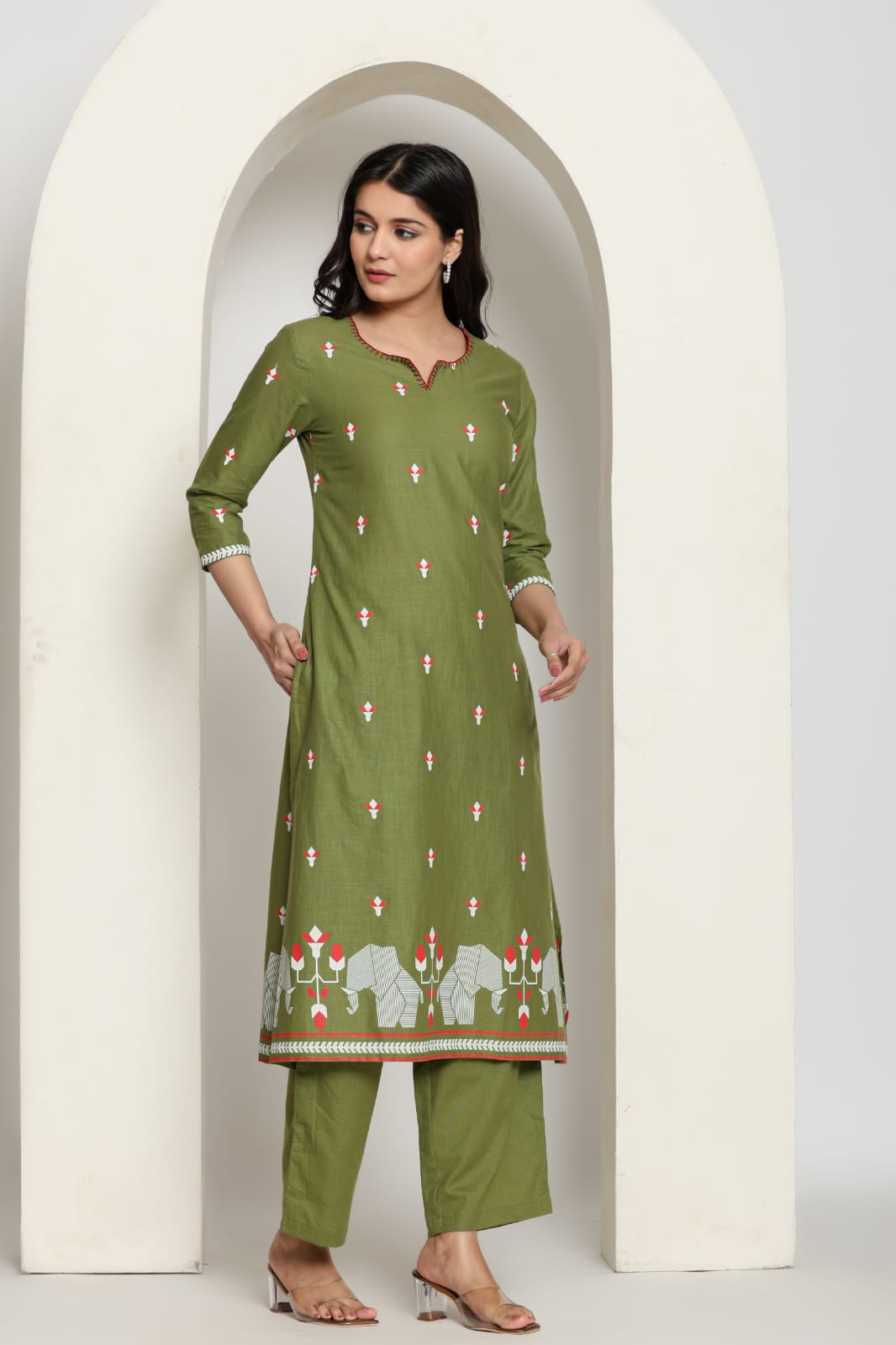 Green pure cotton two piece cordset (P1460)