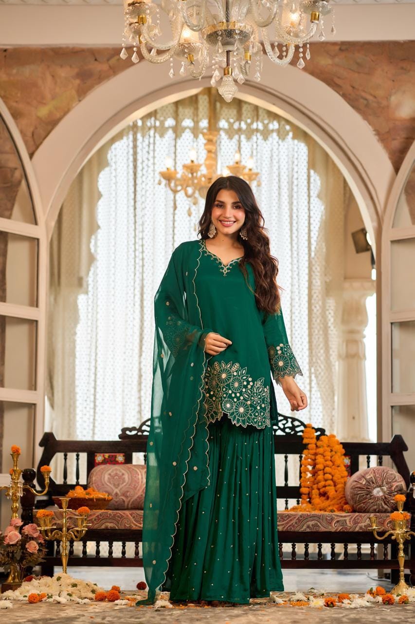 Pure chinnon sharara set three piece set (C509)