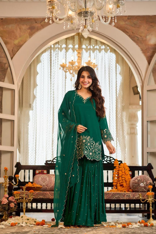 Pure chinnon sharara set three piece set (C509)