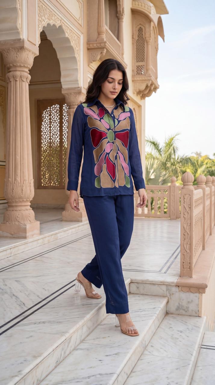 Pure cotton with thread work smart two piece cordset (B748)