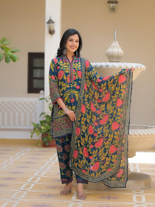 Pure crape with farshi salwar three piece set (C209)