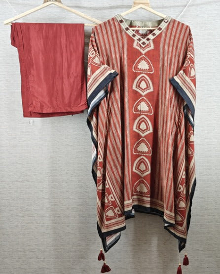 Smart pure muslin two piece kaftan set (C422)