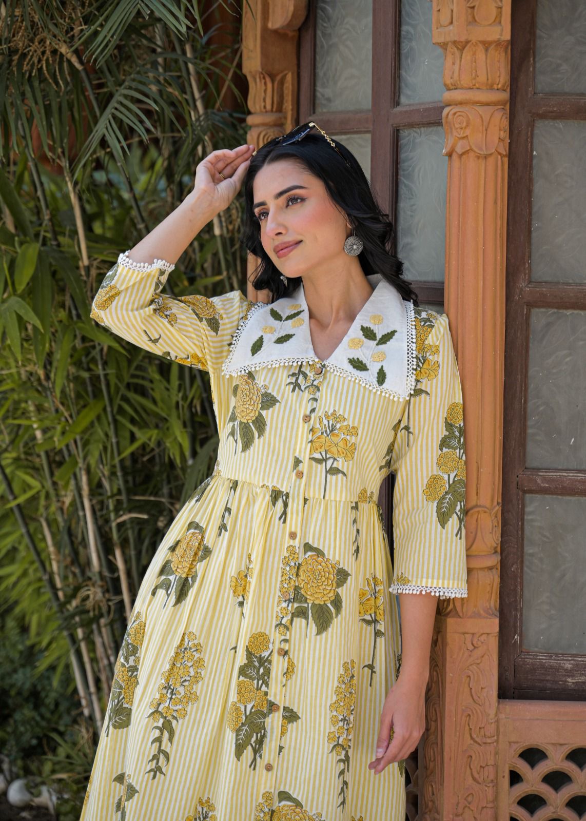 Pure cotton stylish one piece dress with mul lining smart dress (S196)