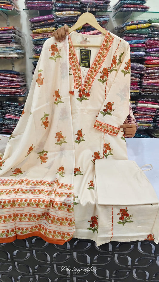 Cotton A line with lining three piece set (A1914)