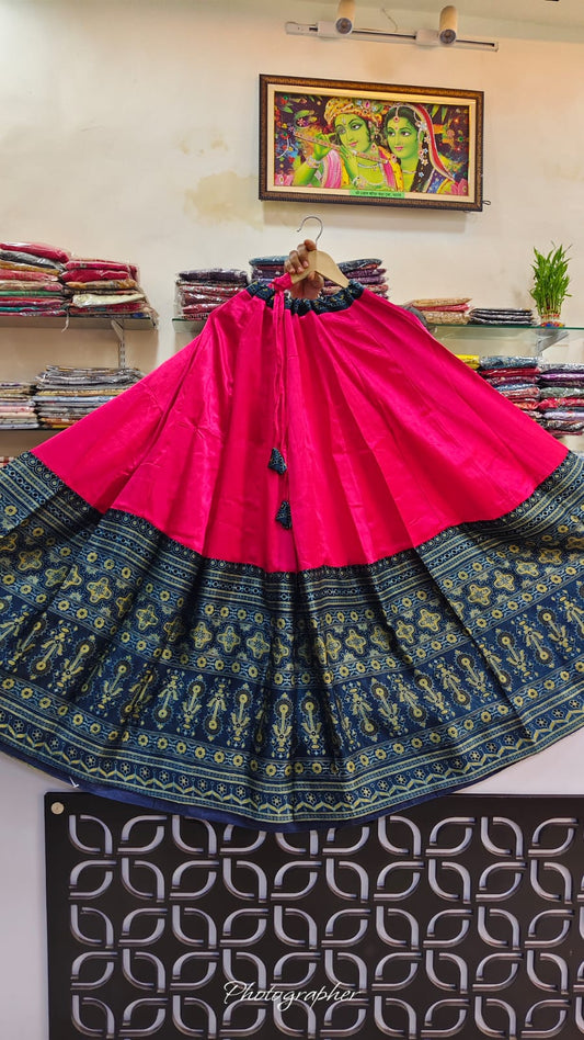 Pink gaji silk skirt (A862)