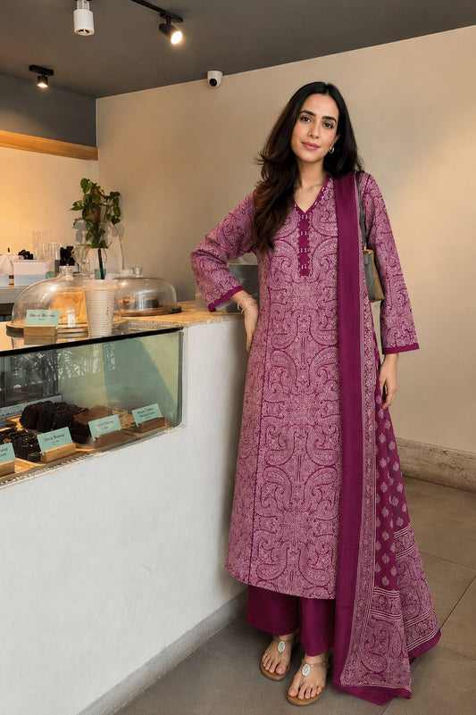 Pure cotton kalamkari print three piece set (B837)