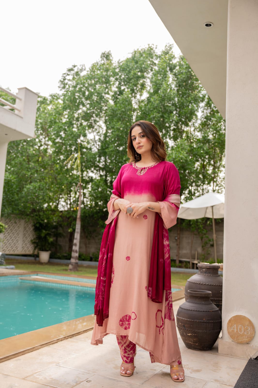 Pure muslin omare three piece set (A670)