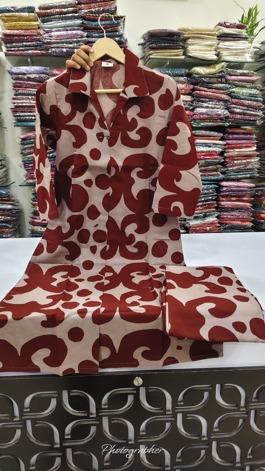 Handloom cotton smart two piece cordset (C177)