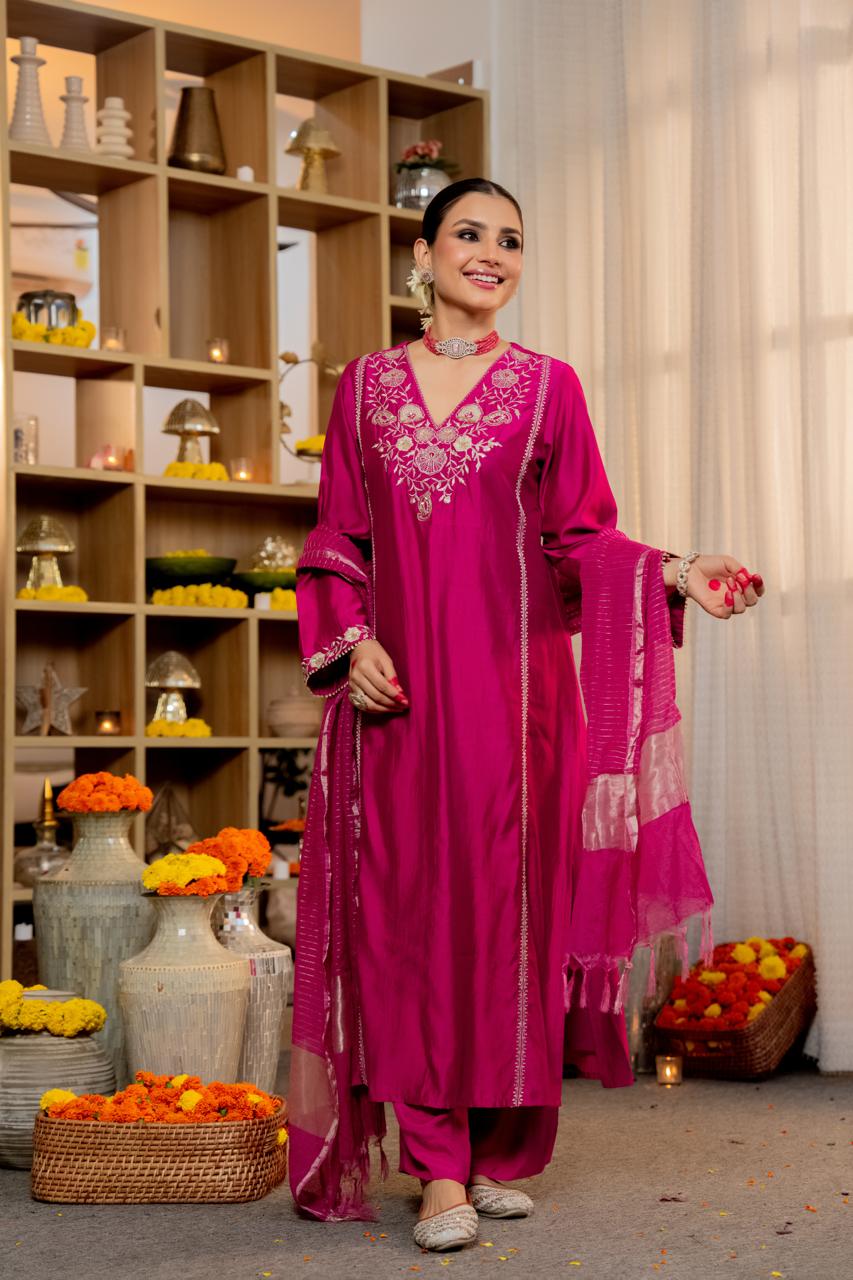 Santoori silk with lining three piece set (S277)