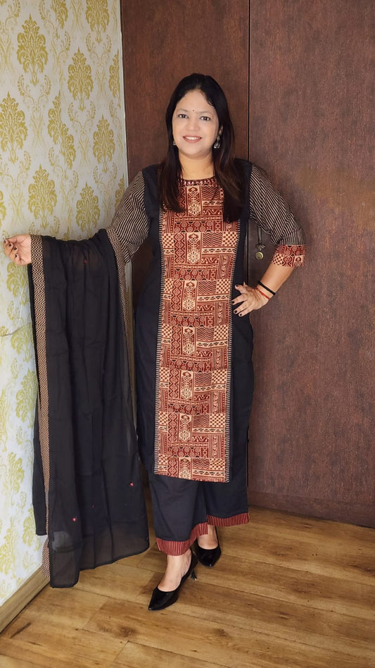 Black pure cotton three piece set (A817)