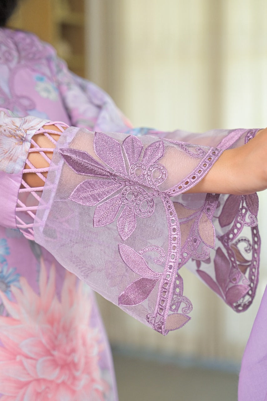 Lilac colour pure cotton farshi salwar three piece set (A294)