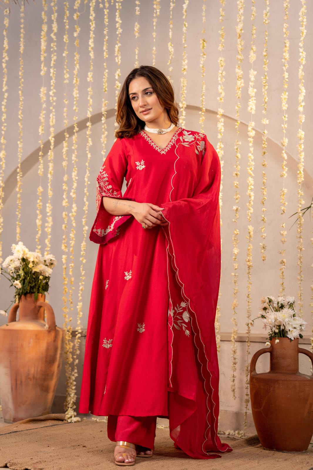 Rani pink pure santori silk three piece set (A1161)