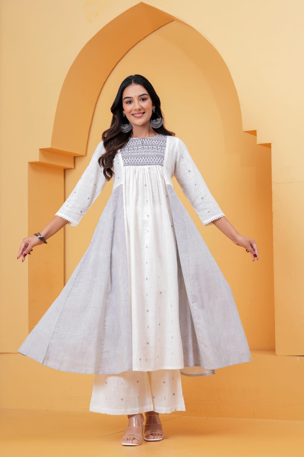 Cotton linen A line smart two piece cordset (B391)