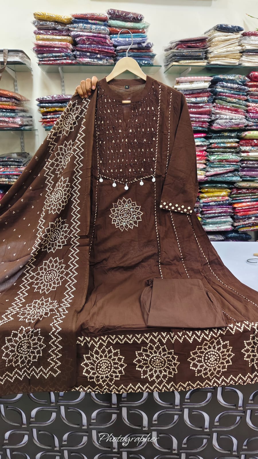 Pure cotton flared anarkali three piece set (C342)