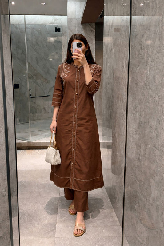 Cotton linen smart two piece cordset (B654)