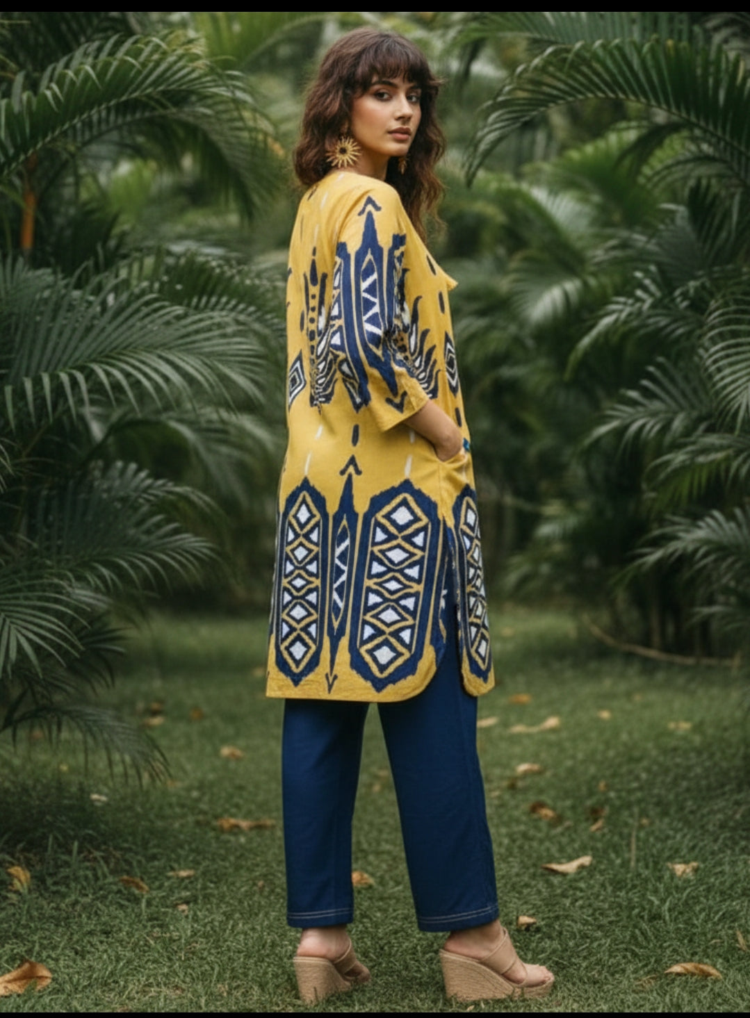 Cotton linen smart two piece cordset (B1030)