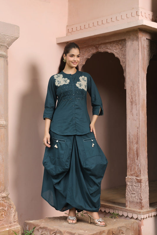 Handloom smart cowl skirt two piece cordset sizes (C542)