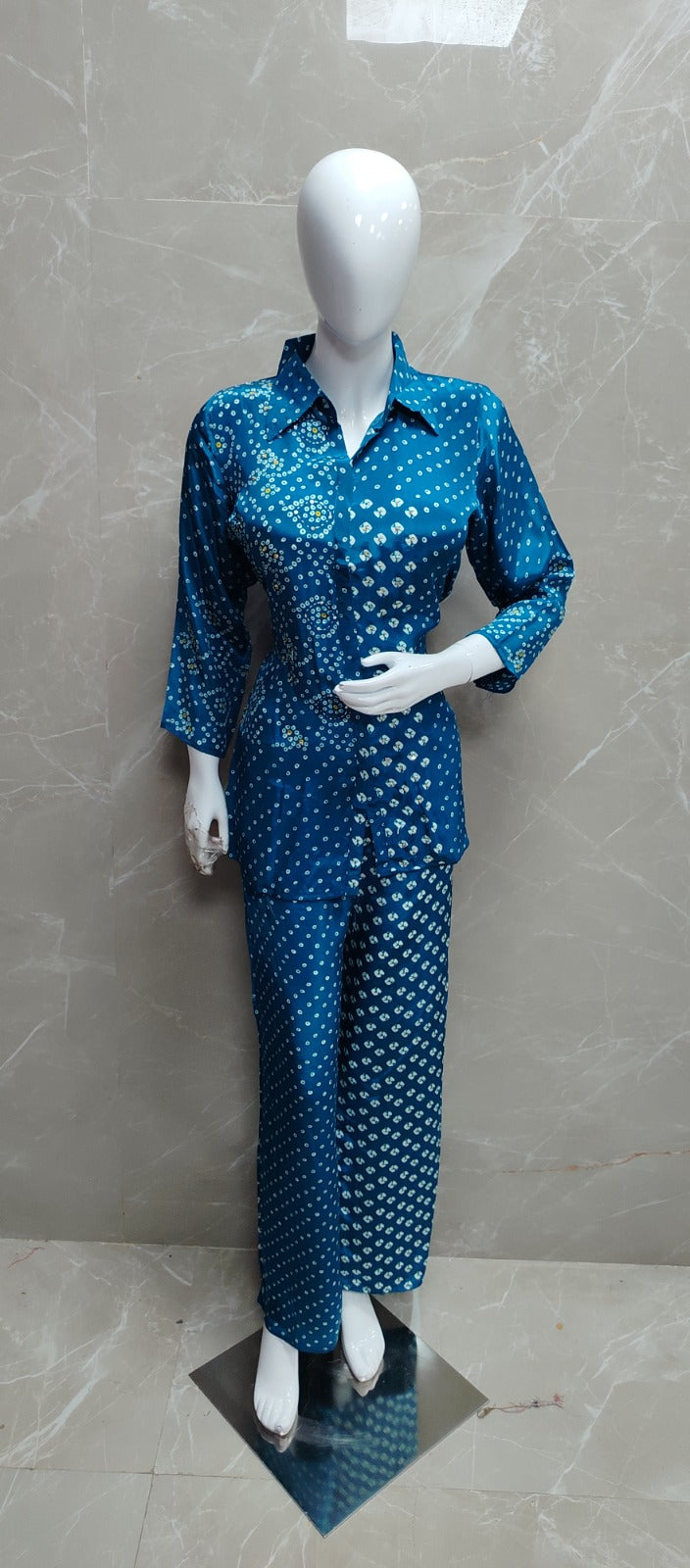 Natural crape bandani print smart two piece cordset (C517)