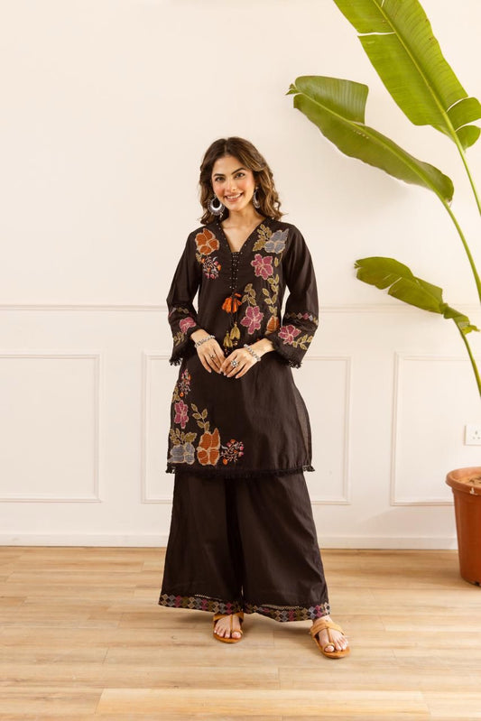 Pure cotton fully thread work smart two piece cordset (B947)