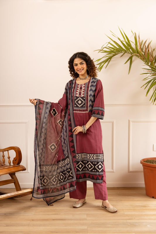 Pure cotton ajrakh print must buy a three piece set (B430)(dispatch next week)