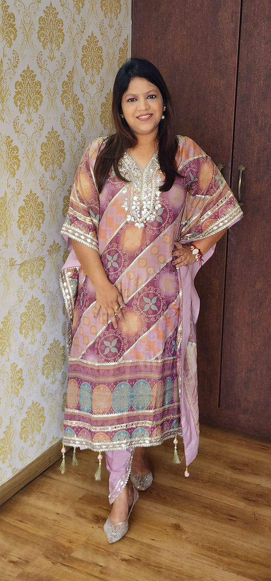 Mauve color designer kaftan set (P748)