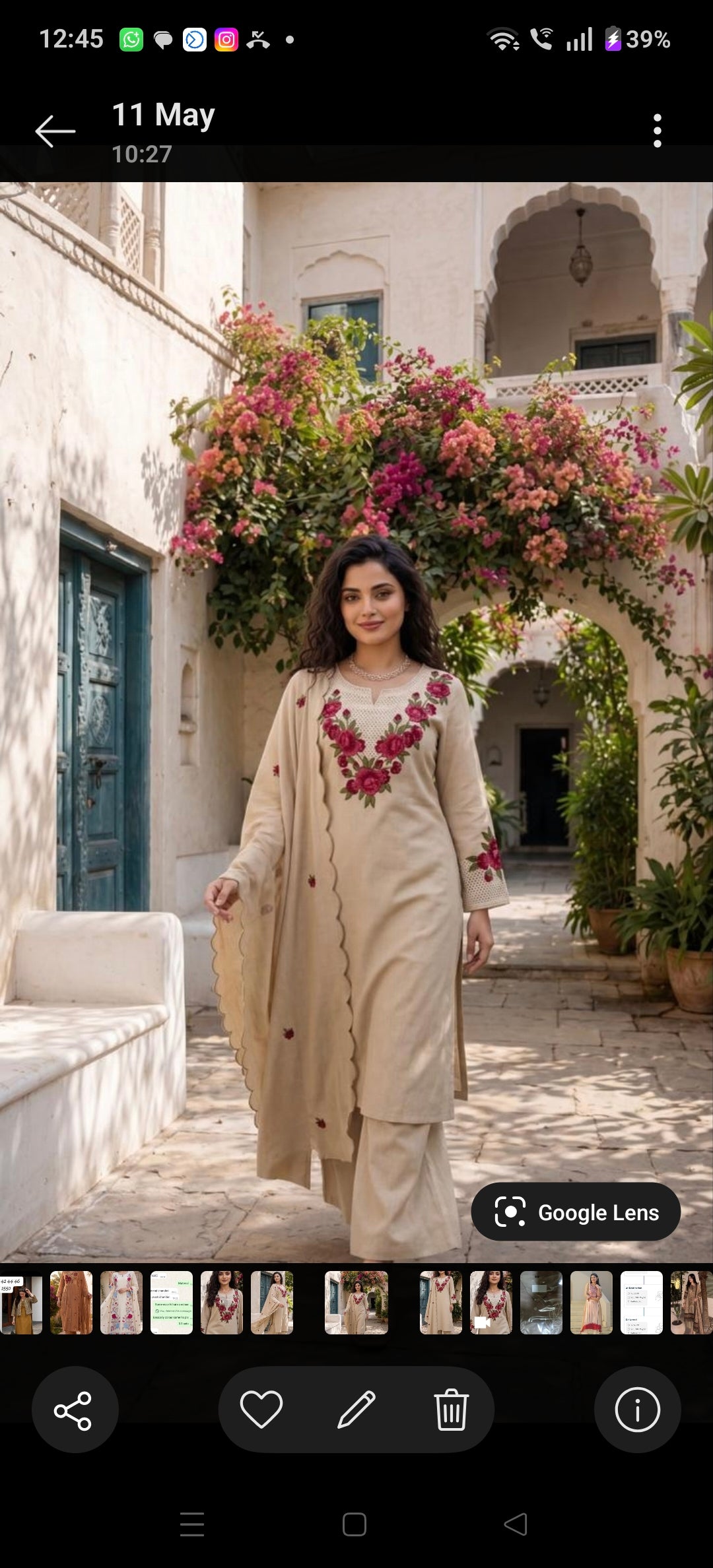 Crush Cotton with embroidery smart three piece set (B783)