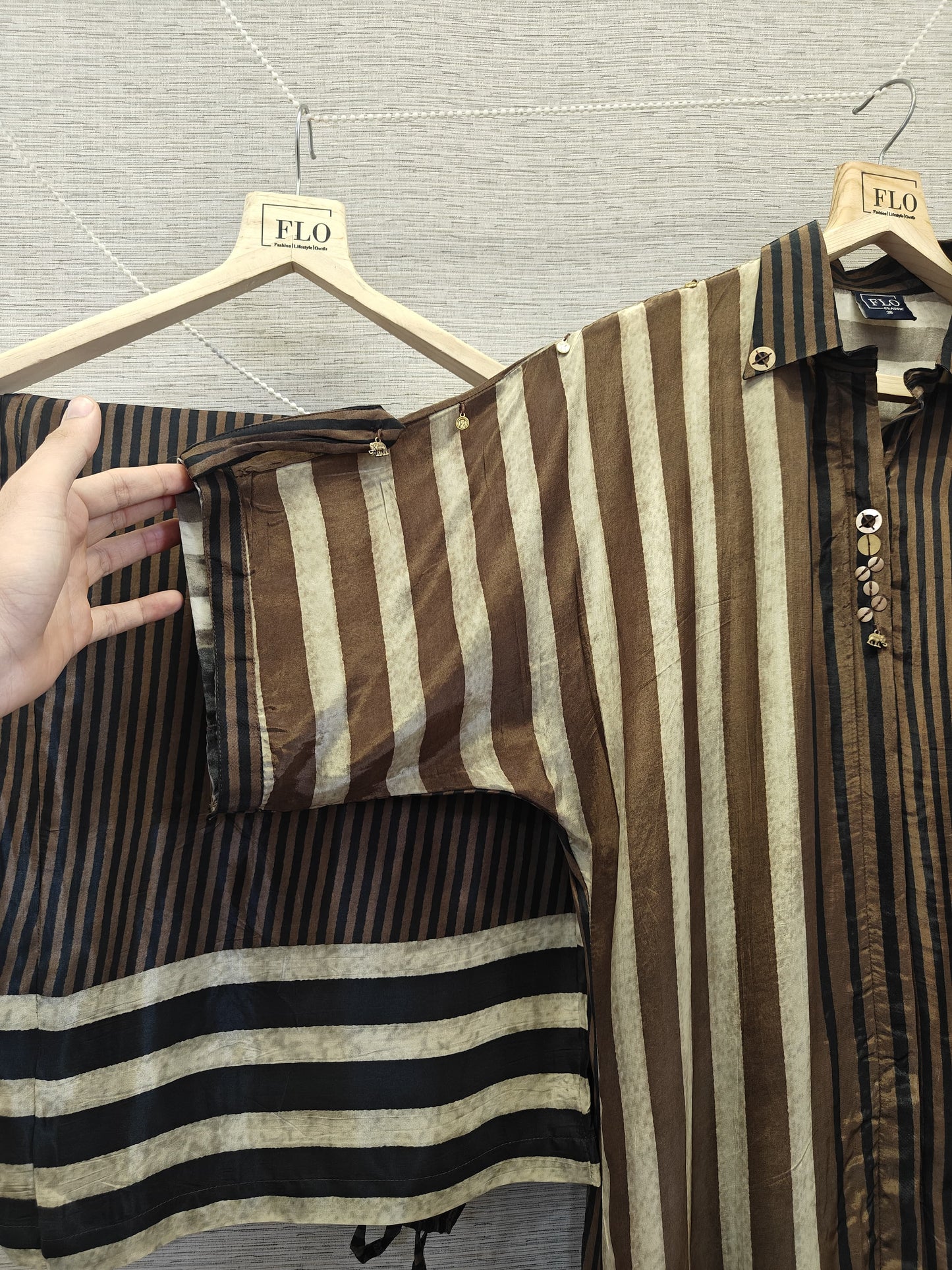 Pure crape strips smart two piece cordset (S191)
