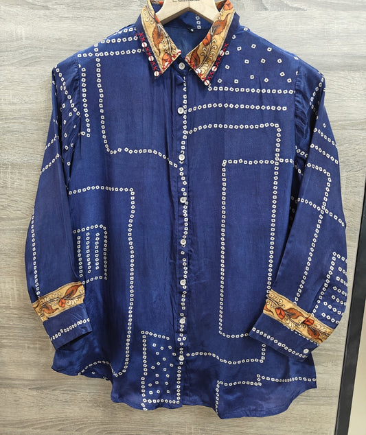 Pure crape bandani print smart shirt (B825)
