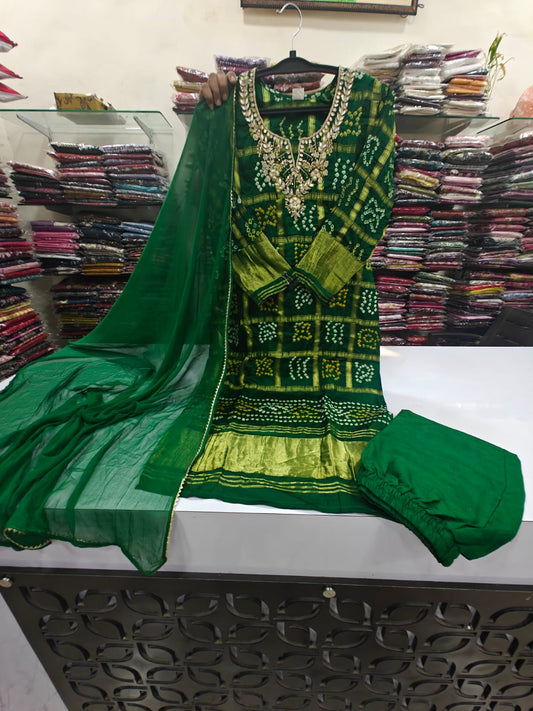 Bandani ghatchola with lagadi border three piece set (C776)