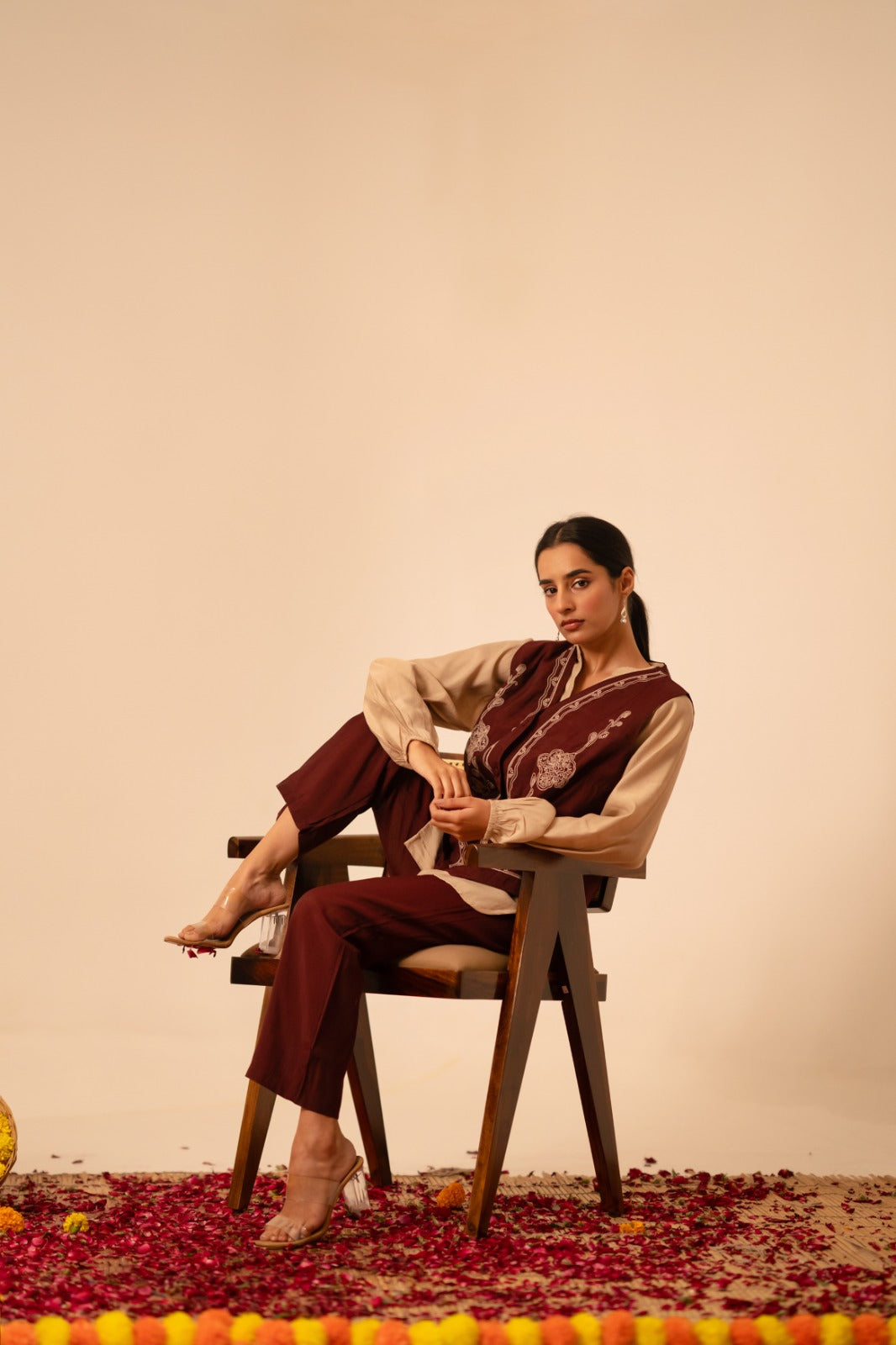 Pure muslin stylish three piece cordset (A1173)