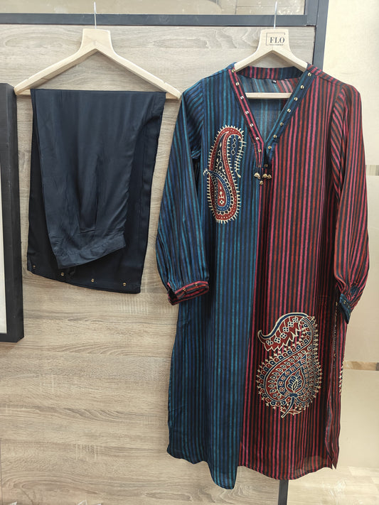 Pure crape digital print smart two piece cordset (B295)