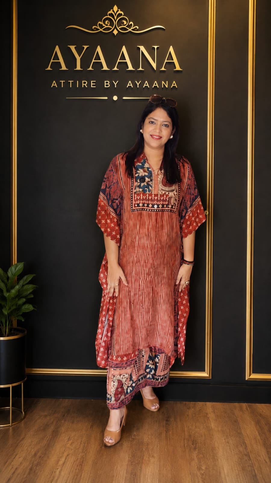 Pure mul silk smart two piece kaftan set (S232)