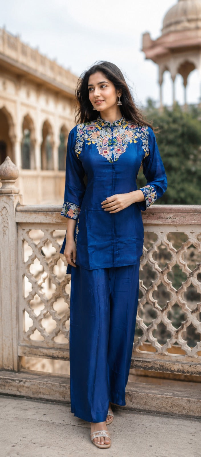 Pure chinnon with hand work two piece cordset (S355)