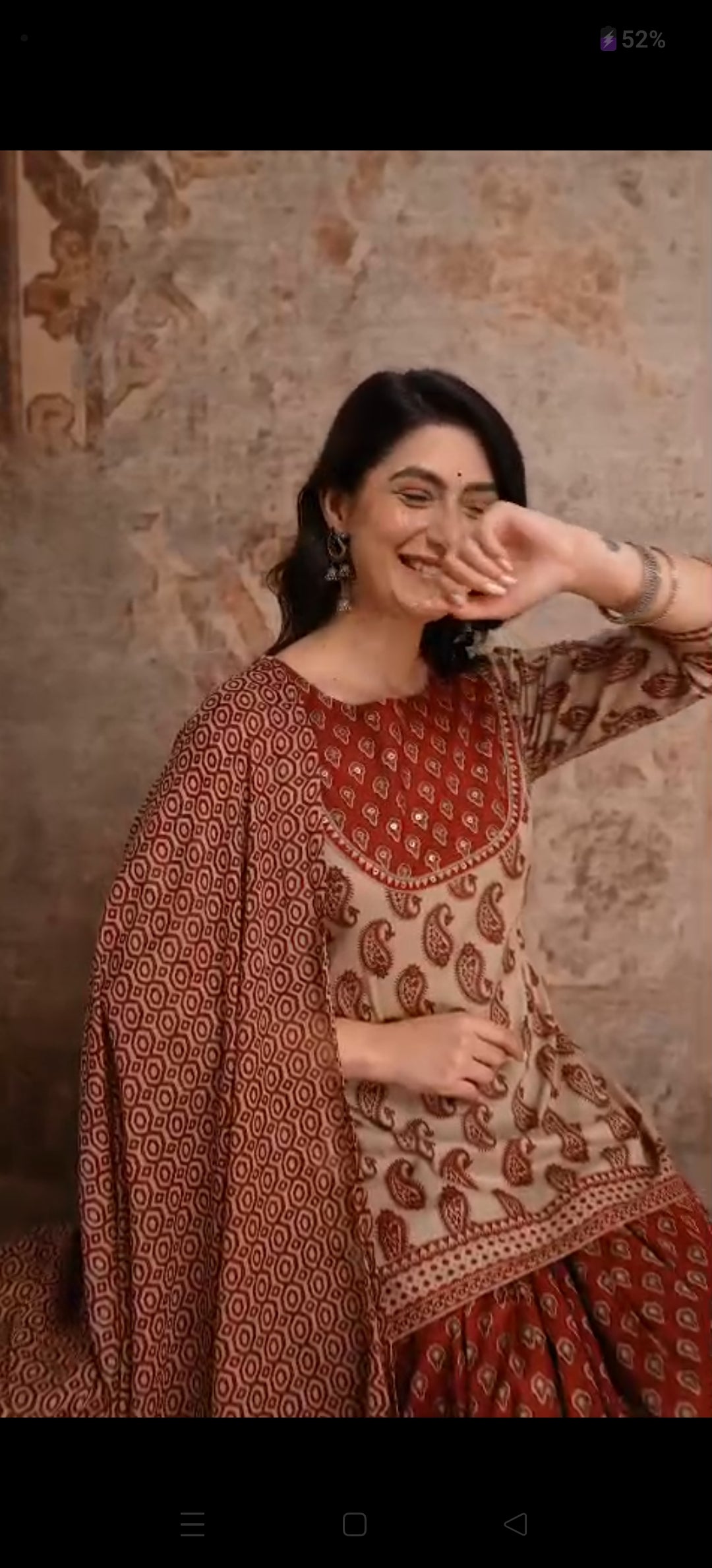 Pure cotton flared skirt with full dupatta three piece set (S154)