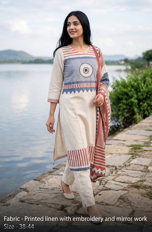 Cotton linen smart three piece set (B650)