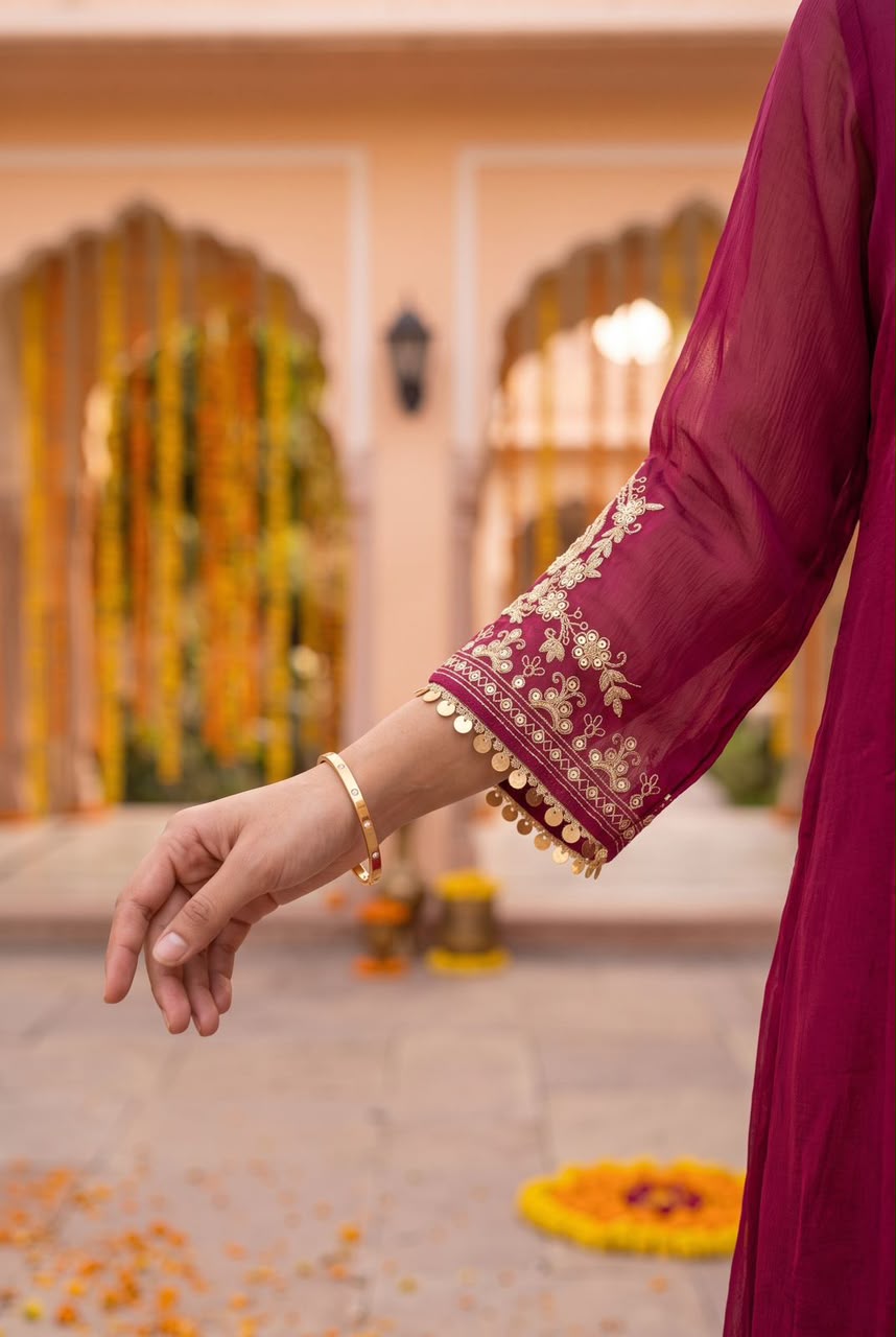 Pure chinnon with lining A line pattern three piece set (C797)
